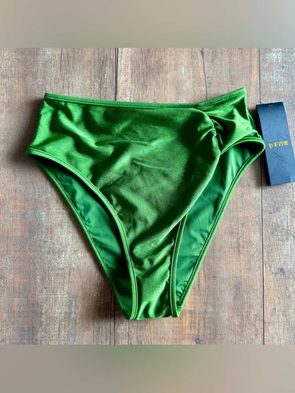 BFYNE NWT Kelcie Bikini Swimsuit High Rise Treetop Green Color Bottom Size Small - Picture 2 of 6